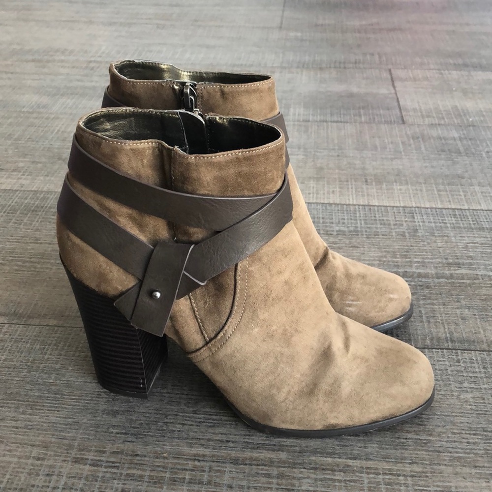 Suede Stacked Heel Booties